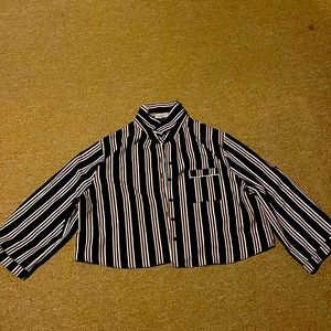 Long sleeve button up crop top